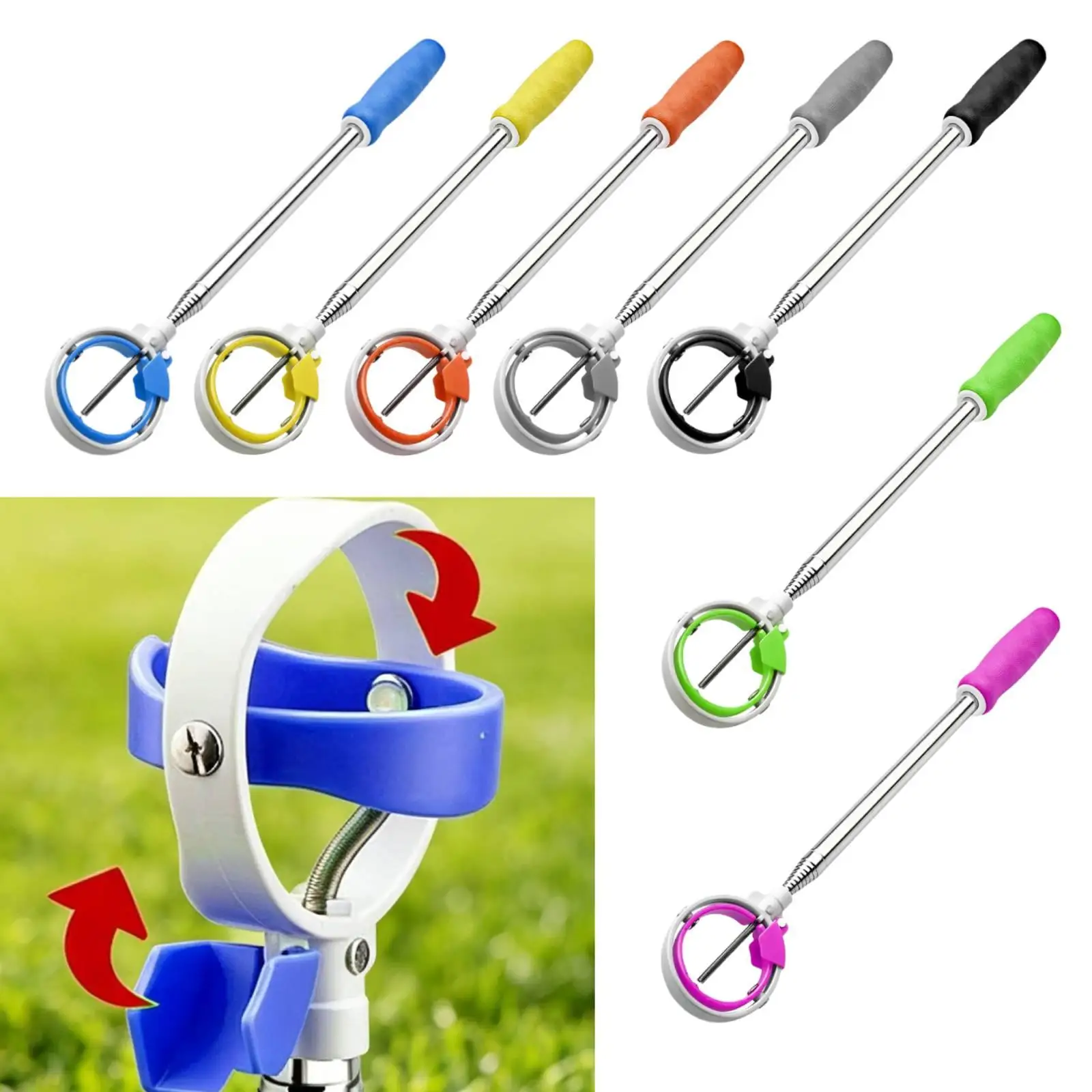 Back Friendly Golf Ball Picker Upright Scoop Reinforced PP White Cage Easy Storage for Practice Greens and Sand