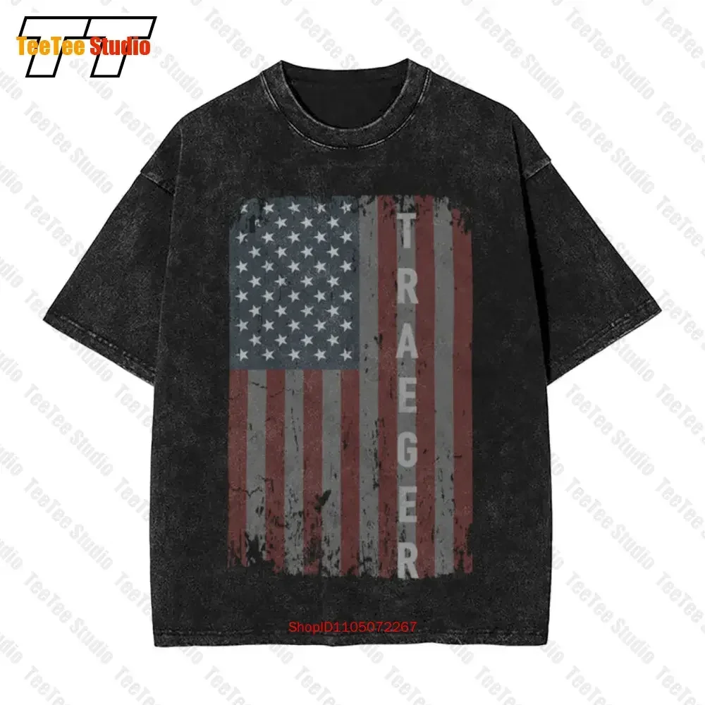 Traeger Family American Flag Vintage Oversized T-Shirt YGUW