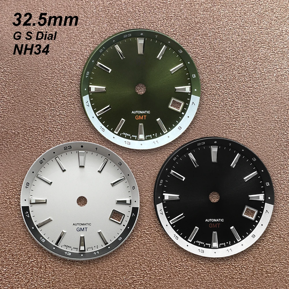 

29mm G S Logo GMT Dial Suitable For NH34 Japanese Movement Green Luminous 3.8 Calendar Watch Modification Accessories