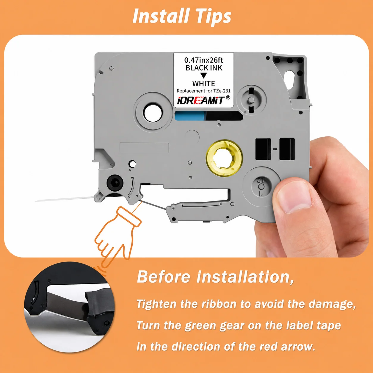 5 Packs TZE-231 Label Maker Tape 12mm 0.47 Laminated Black on White 8m Replacement for Ptouch TZ TZE TZE231 Label Tape Cassette