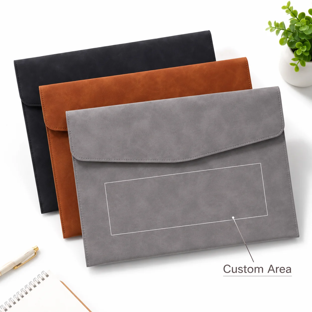

A4 Leather Customized File Folder Simple Big Capacity Document Bag Personalized Fashion Briefcase Data Contract Bag,DIY gift