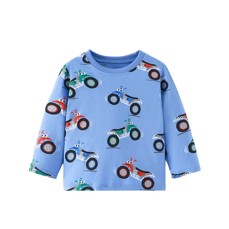 Jumping meters 2-7T Boys T shirts Cotton Baby Clothes Long Sleeve Children Clothing Cars Autumn Tees Tops For Boys