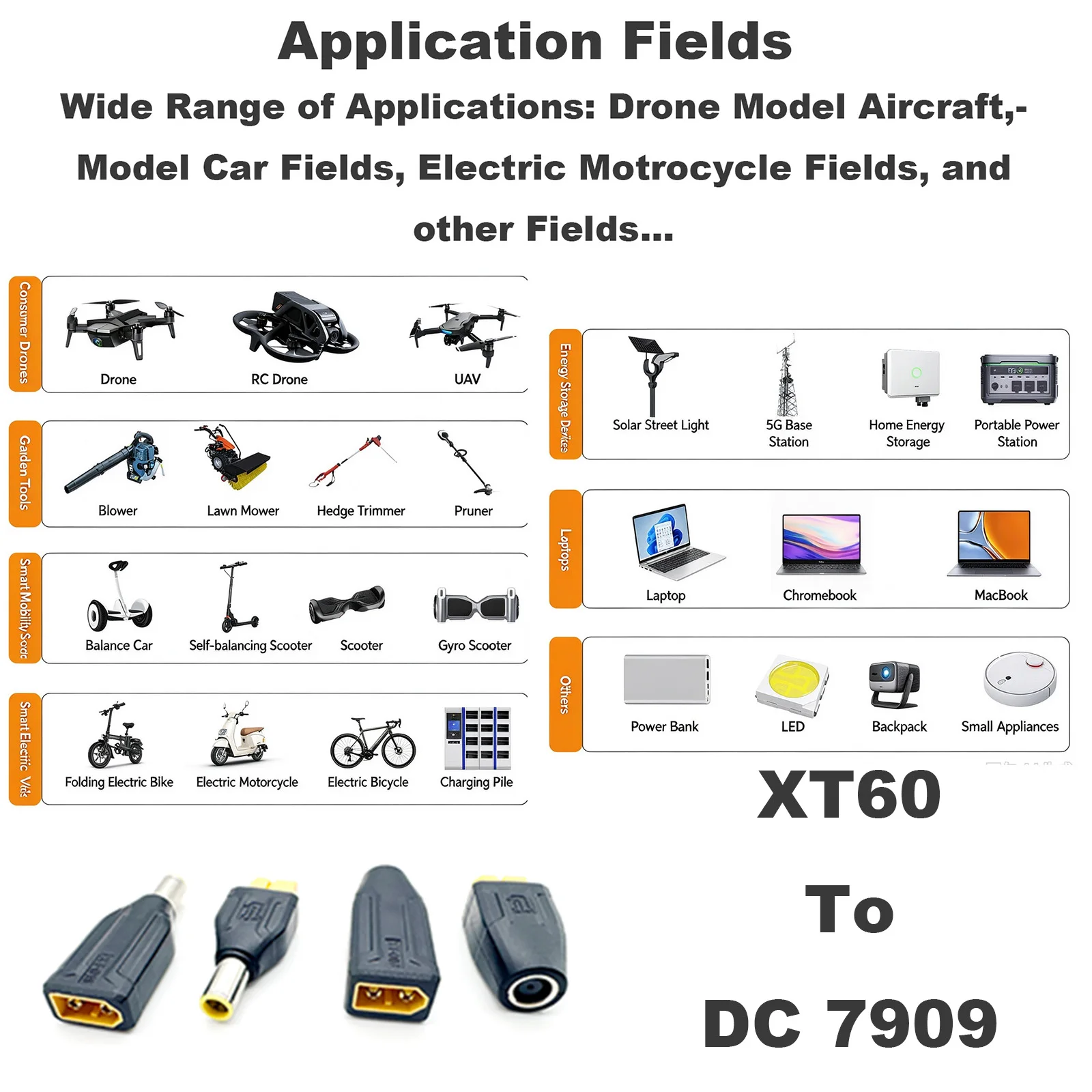 DC 7909 To XT60 Power Adapter 7.9mm x 5.5mm 8mm DC Barrel for Lenovo ThinkPad Laptop TS100 Soldering Iron RC Lipo Battery FPV