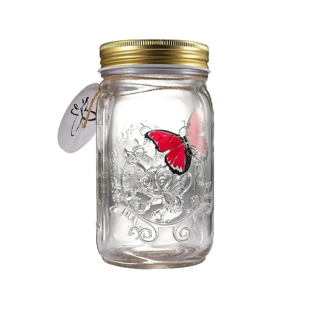 Add Romance to Your Home  Simulated Butterfly Bottle Led Glass Lamp  Perfect for Bedside or Windowsill Decoration