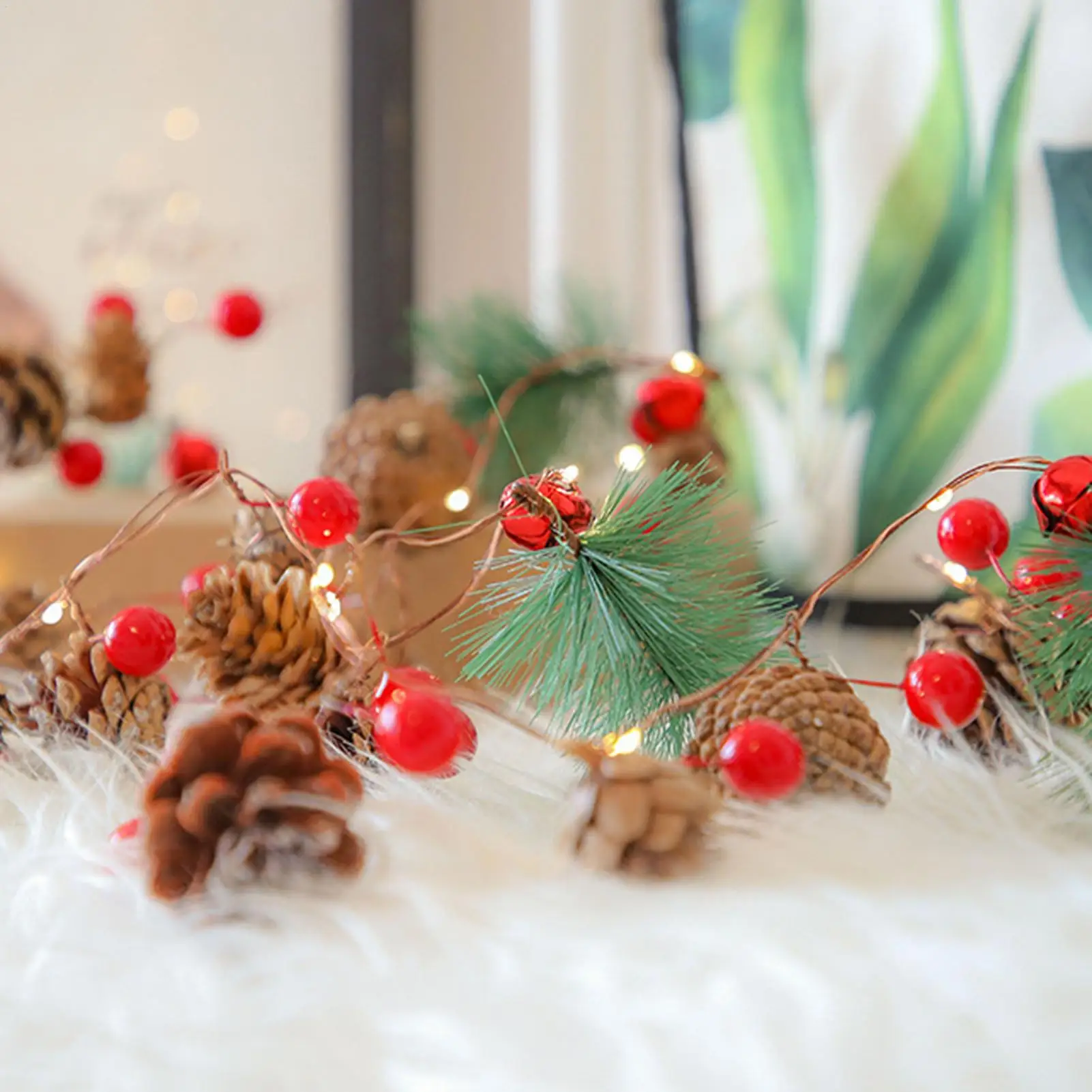 LED Christmas Lights 6.5Ft 20 LED With Pine Cones Christmas Fairy Lights Holiday Decor For Indoor Outdoor Living Room Bedroom