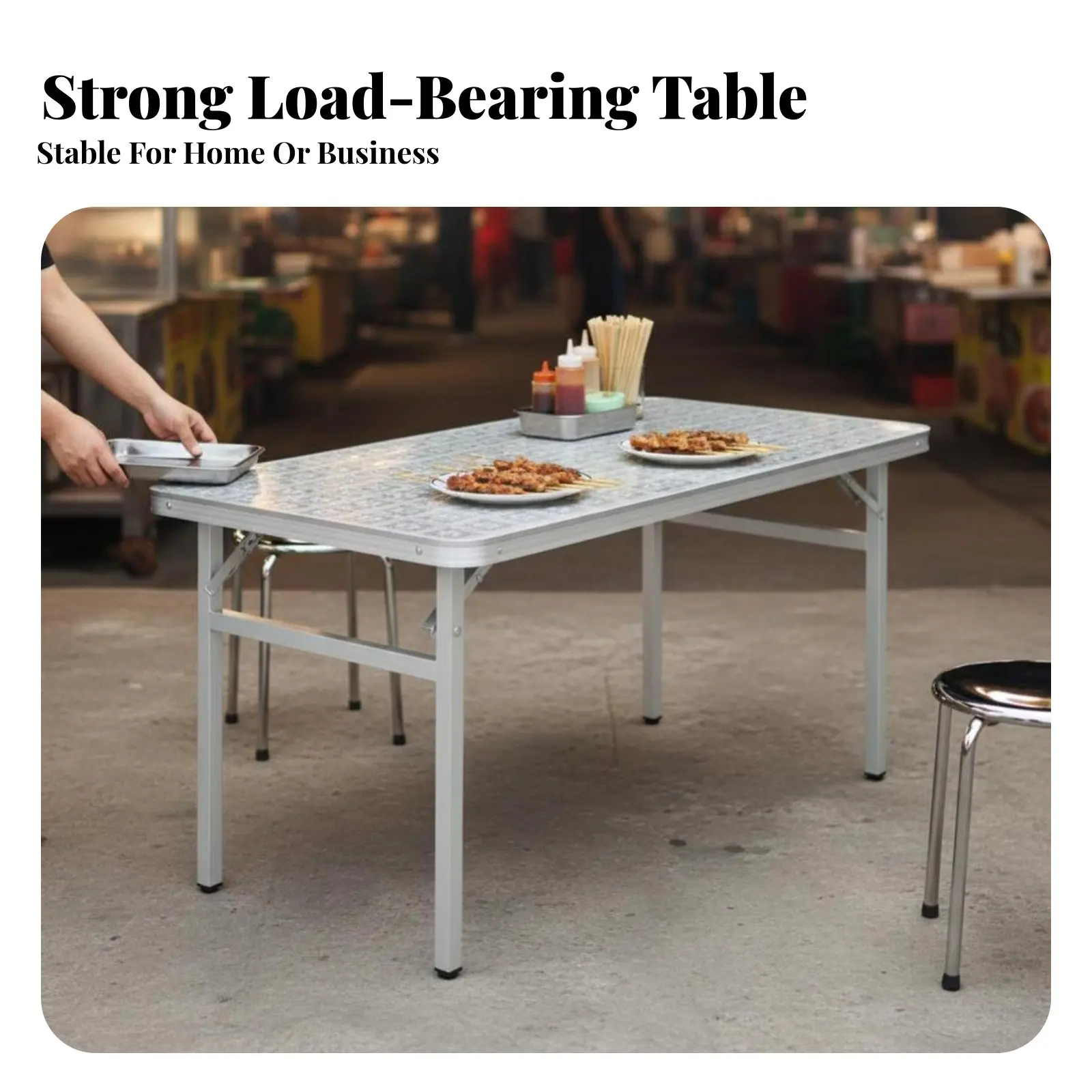 

Bi-Fold Rectangular Table Foldable Design Portable Furniture Indoor/outsidedoor Use adaptable for Party Hosts, Home, Dining Room