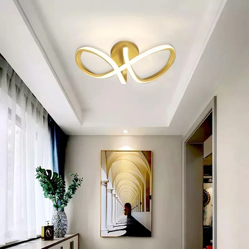 Luz de teto led linha moderna preto ouro alumínio arandela para entrada corredor sala estar volta parede decoração interior luminária