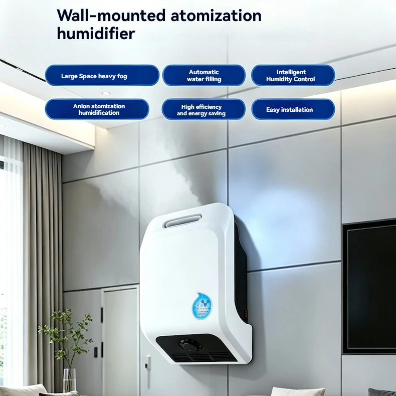 Anti-static and Humidifying Ultrasonic Atomization Spray Wall Mounted Atomizing Humidifier for Household and Commercial Use,