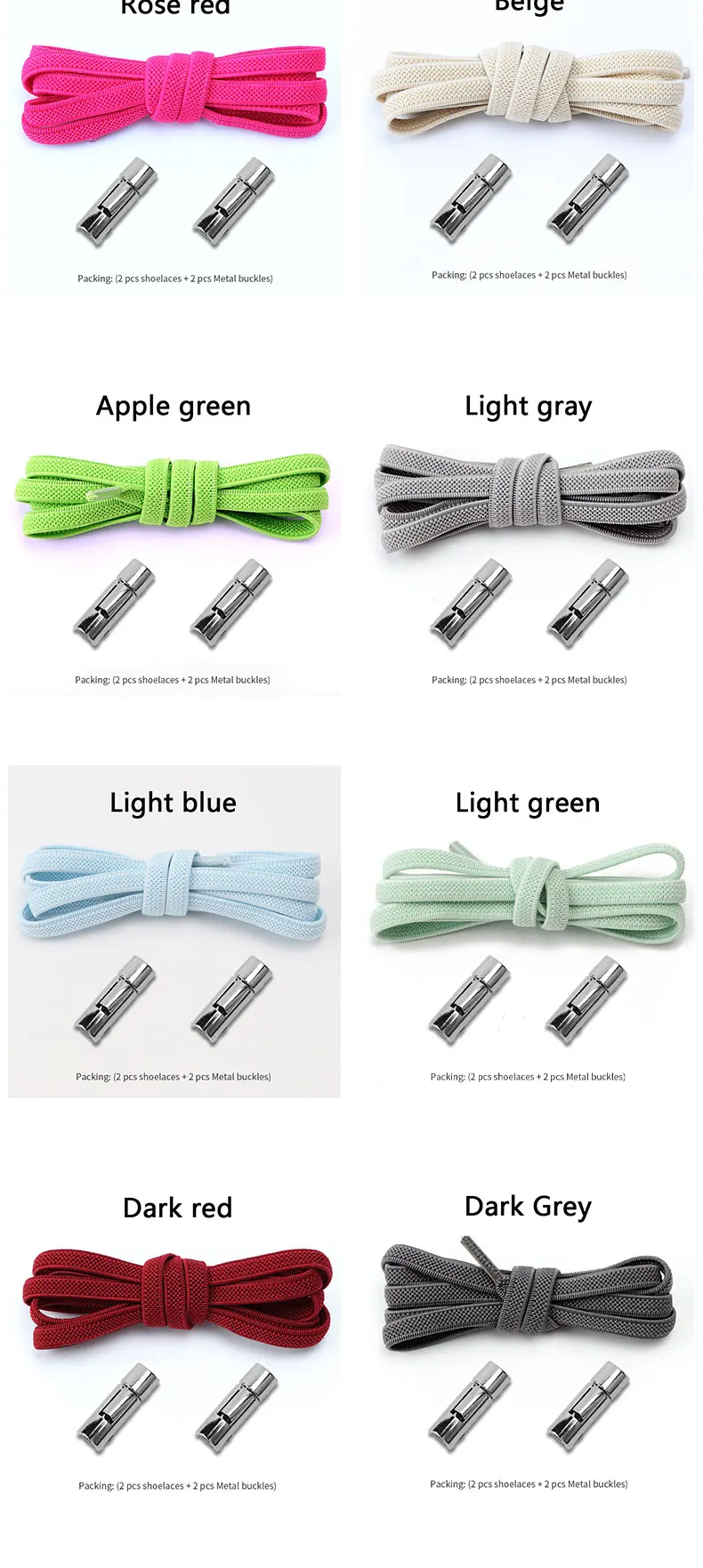 Elastische Schnürsenkel für Sneaker, Schnürsenkel ohne Binden, runde Metallverschlüsse, für Kinder und Erwachsene, sichere und schnelle Schnürung, elastisches Gummiband. – Detail 10