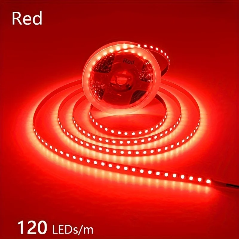 شريط إضاءة LED 12 فولت، عرض 8 مم، 120 مصباح LED/م، إجمالي 600 مصباح LED، أبيض دافئ 3000 كلفن/ضوء طبيعي 4000 كلفن/ضوء أحمر/ضوء أزرق/ضوء وردي/ضوء ذهبي، 16. شريط إضاءة LED بطول 4 أقدام (حوالي 5 أمتار) 2835 سلسلة إضاءة LED مناسبة لغرفة النوم وأرفف مركز التسوق وديكور المطبخ #6