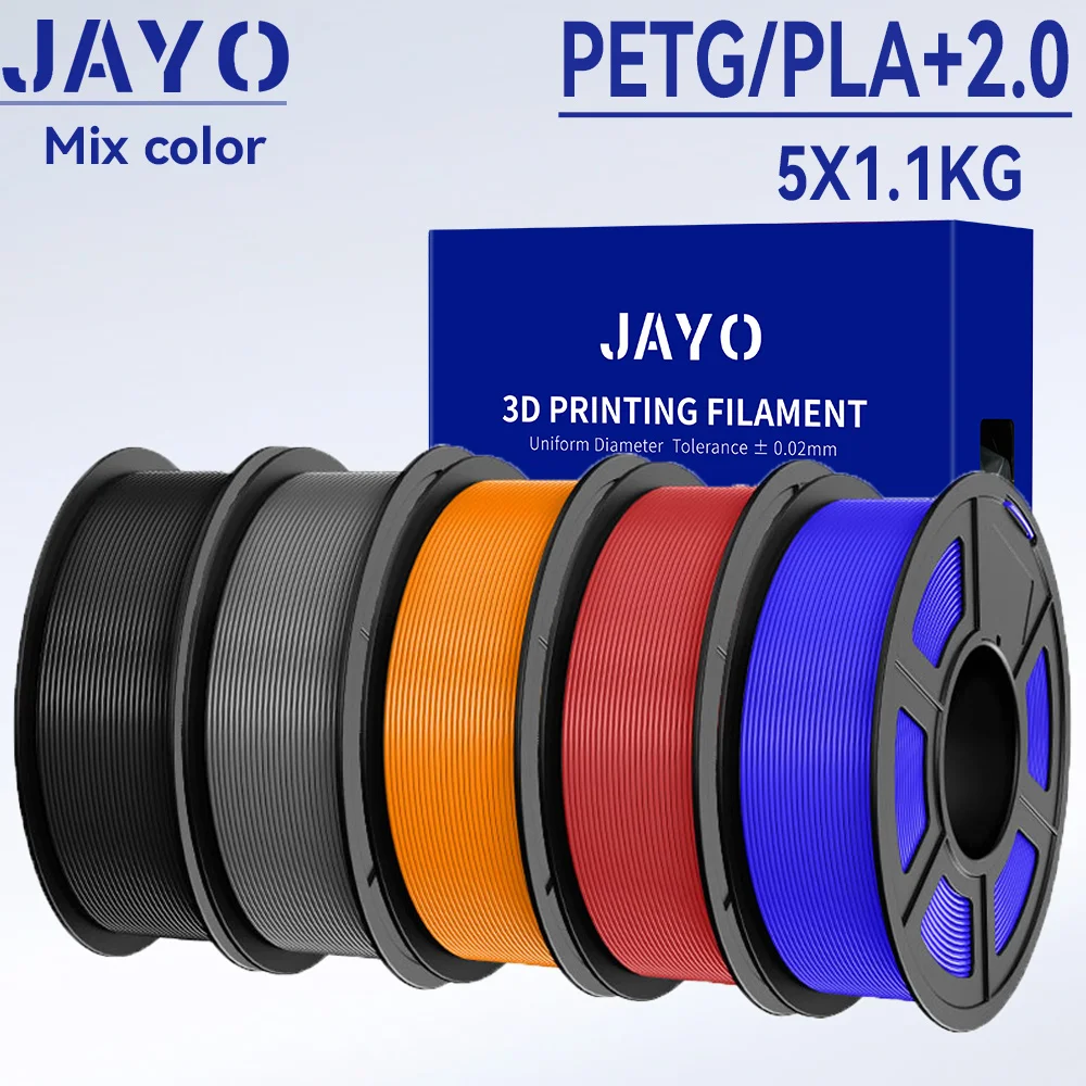 

Нить для 3D-принтера JAYO 2,0 PLA Plus /PETG, Филамент для 3D принтера 1,75 мм, улучшенная нить для 3D принтера 2.0, нить с аккуратной обмоткой, высокая прочность