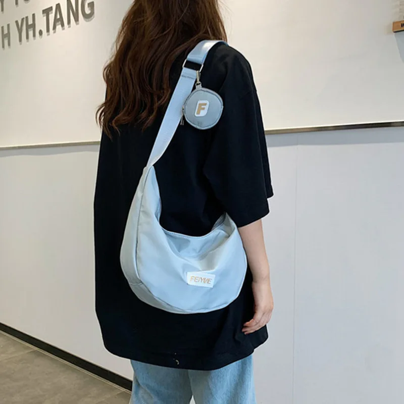 

Summer Japanese Dumpling Messenger Bag - Nylon Canvas Large Capacity Tote, Convertible Shoulder & Crossbody Commuter Purse
