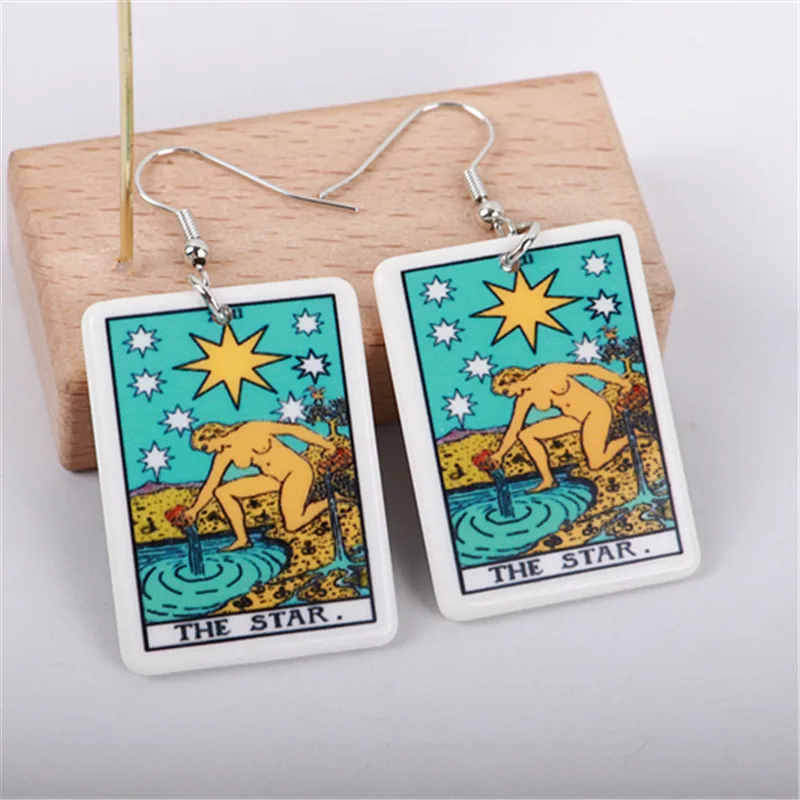 Tarot Cards The Fool Acrylic Charms Double Sides Epoxy Devil Tower Justice Charm Pendant DIY Jewelry Crafts Accessories 6PCS