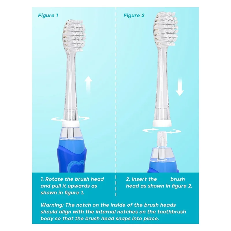 Têtes de brosse à dents pour enfants 6 pièces pour Seago Sonic brosse à dents électrique enfants tête de brosse de rechange Ultral doux, SG-025