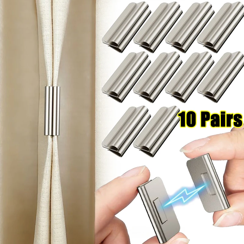 Strong Magnetic Curtain Clips Nail Free Blackout Closure Clips Keep Curtain Closed Prevent Light Leaking for Home Bedroom Office