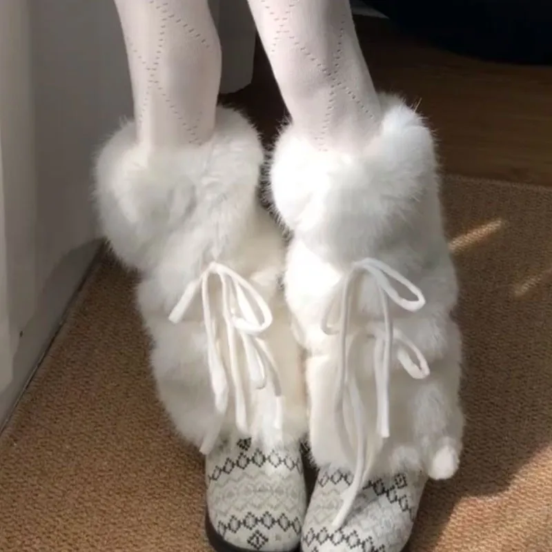 

Autumn and Winter New Plush Pile Sock Cover Warm and Thick Imitation Mink Fur Plush Mid Tube Sock Covers Y2k Leg Covers