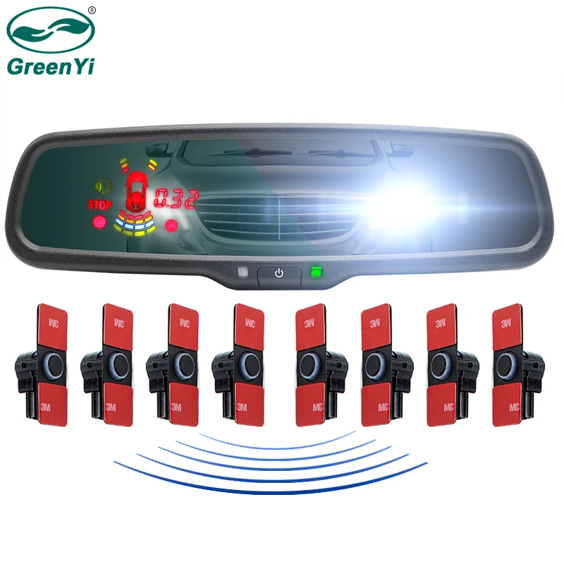 Parking Sensors with Mirror Auto Dimming  with Car Auto Parktronic LED Parking Sensors 4/8 Radar Detector System