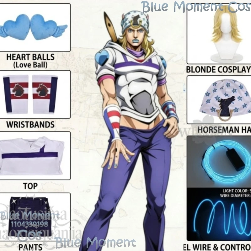 

Johnnyy White Hooded Sweatshirt Pants Hat Wig Y2K Star Pattern Wear Halloween Christmas Cosplay Joooo SBR Comic Con Festival