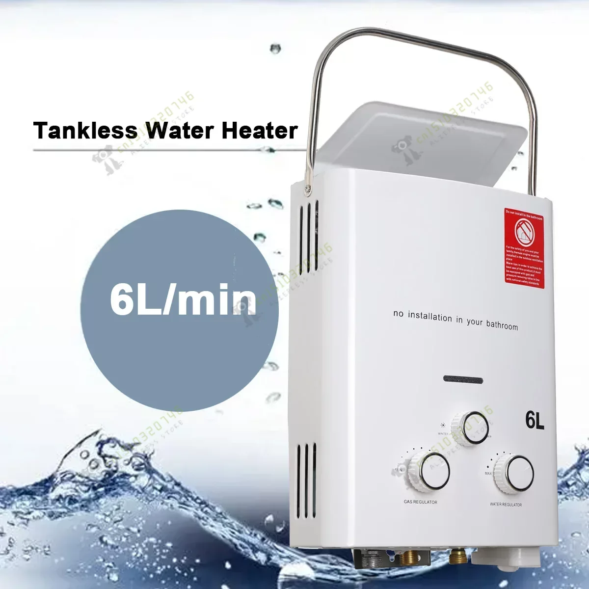 6L Propane Gas Tankless Water Heater 12KW Instant Electric LPG Hot Water Heater Boiler With Shower Head Kit For Home RV Camping