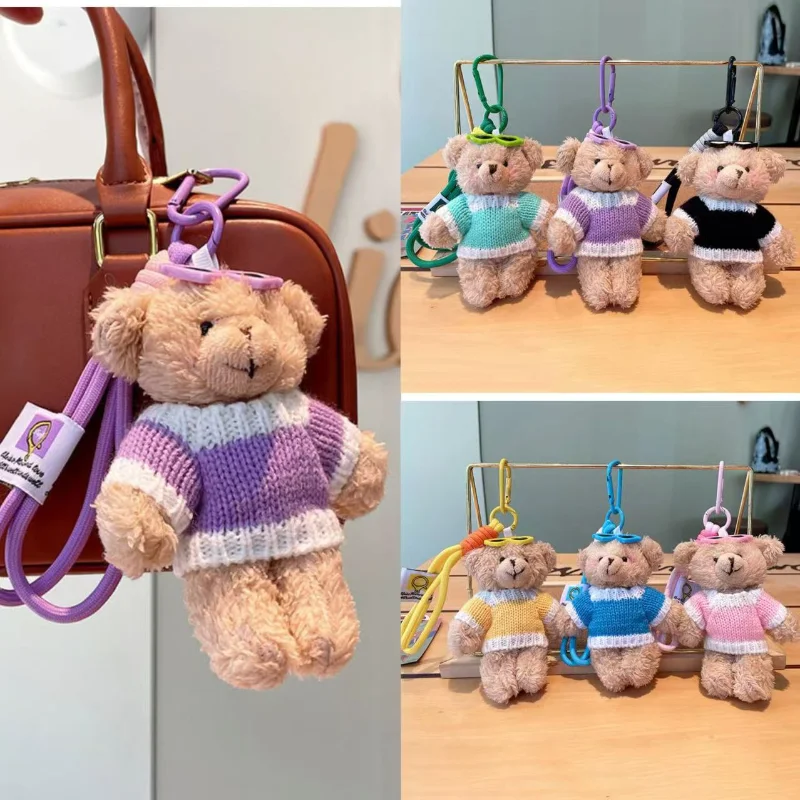 New Sweater Bear Bag Pendant Cute Dress-up Doll Toy Key Ring Bag Pendant Creative Car Keychain Korean Valentine's Day Gifts