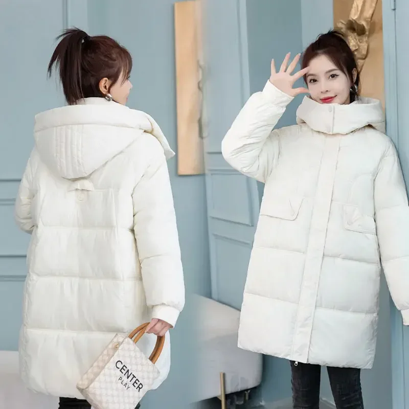 2024 Winter Women Hooded Jacket Coats Long Parkas Female Down Cotton Overcoat Thick Warm Padded Windproof Casual Windbreaker 3XL