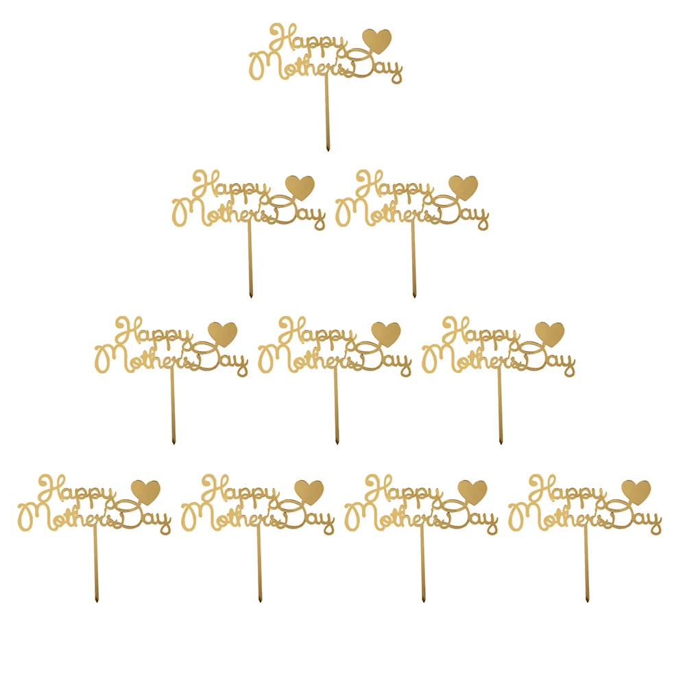 

10Pcs Letter Acrylic Mother's Day Cupcake Toppers Cake Picks for Party Cake and Dessert Decoration Mother's Day Cupcake Toppers