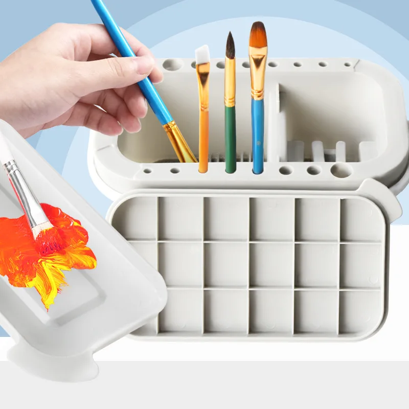 

1 Set Paint Brush Cleaner Washer Multifunction Painting Brush Basin Holder and Organizer width Tray Palette Lid