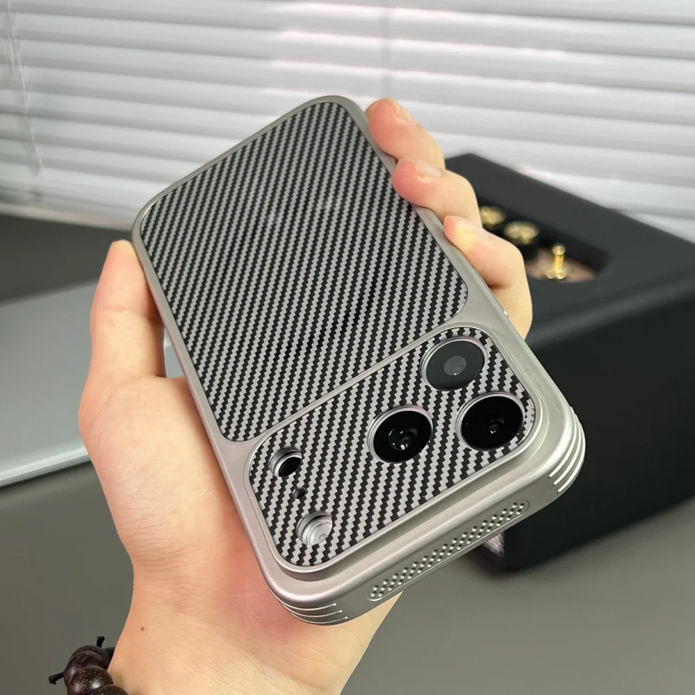 Original Frosted Heat Dissipation For Magsafe Case For iPhone 17 Air 16 15 14 13 Pro Max Carbon Fiber Magnetic Soft Bumper Cover view 4