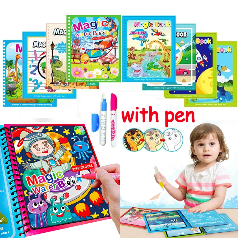 Children Early Education Toys Magical Book Water Drawing Montessori Toys Gift Reusable Coloring Book Magic Drawing Book for Kids