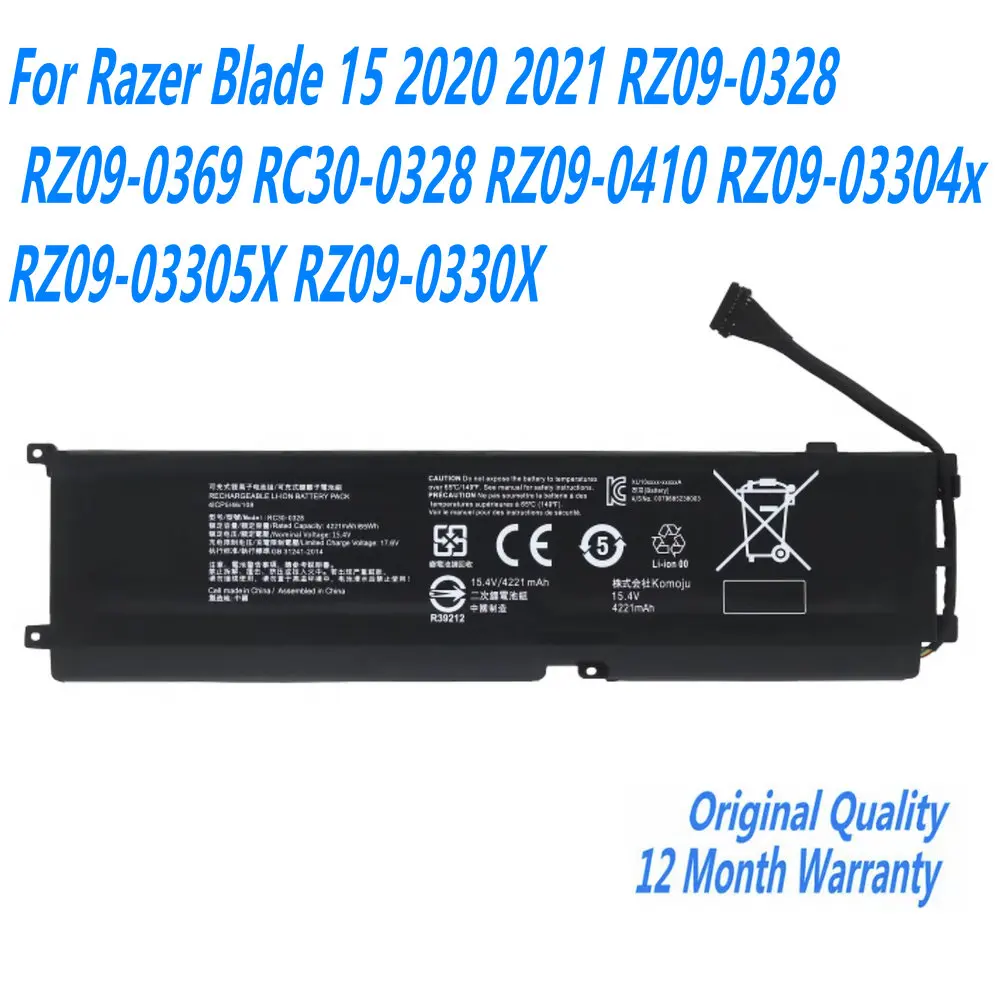 Original RC30-0328 Laptop Battery For Razer Blade 15 2020/2021 RZ09-0328/ 0369 RC30-0328 RZ09-03304X RZ09-03305X RZ09-0330X