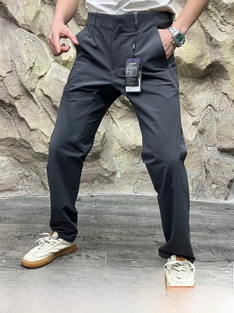 

Busin Series, высококачественные мягкие мужские осенние повседневные брюки с застежкой-молнией на талии, прямые брюки, дышащий полиэстер, нейлон, спандекс