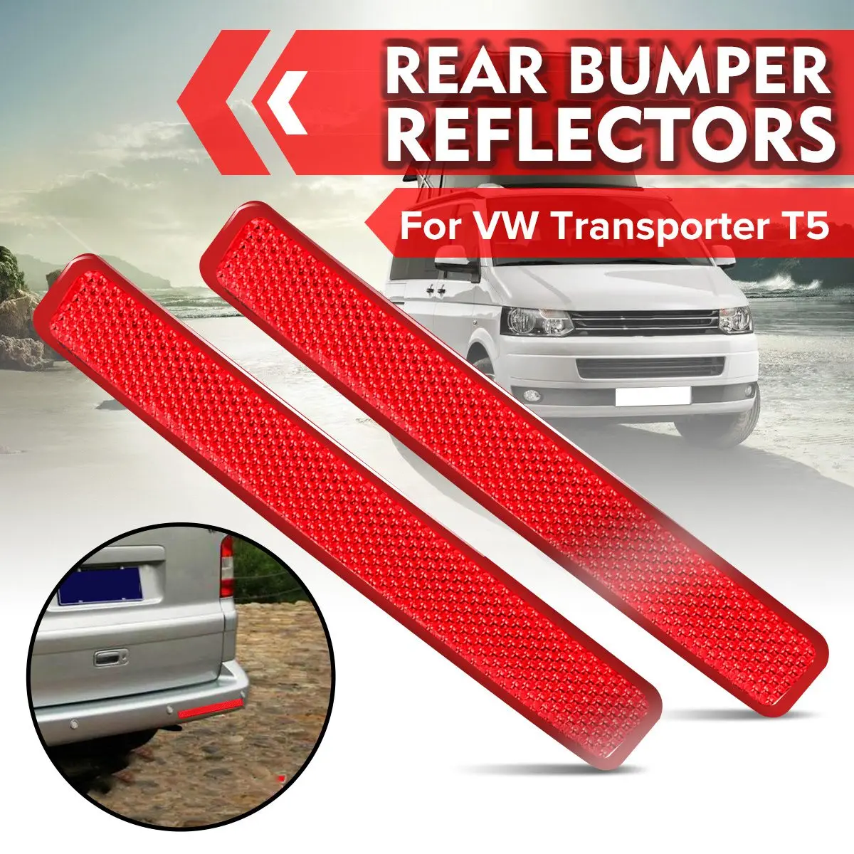 

2Pcs Rear Bumper Reflector Tail Light Bars Brake Parking Warning For-Vw /Volkswagen /Transporter T5 Car Headlight Assembly