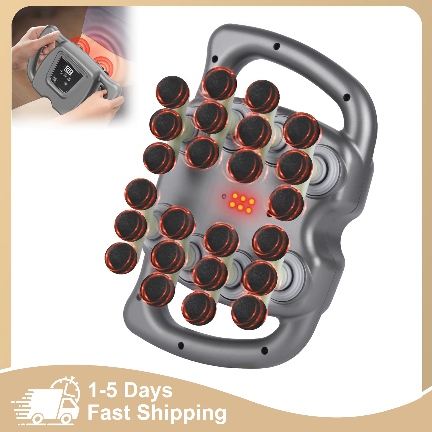 Pistolet de massage électrique sans fil pour relaxation musculaire profonde, pistolet fascia avec 16/24 têtes, pour hommes et femmes