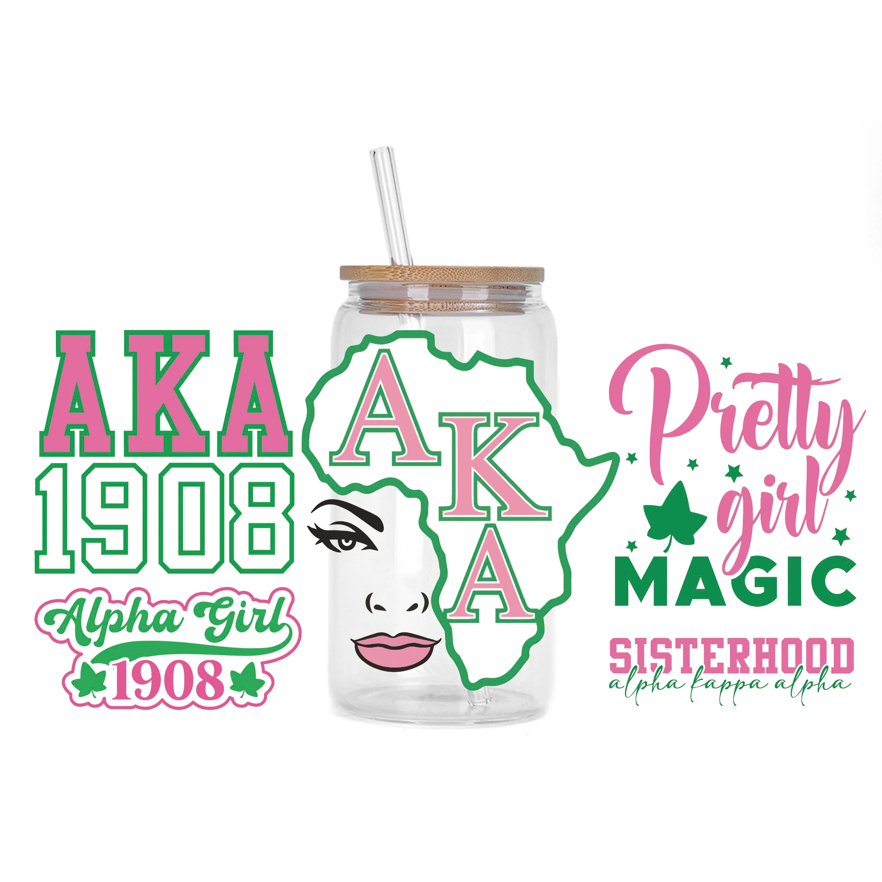 AKA series waterproof DIY Decals 3D transfers uvdtf crystal stickers 16oz uv dtf cup wraps for Libbey Glasses