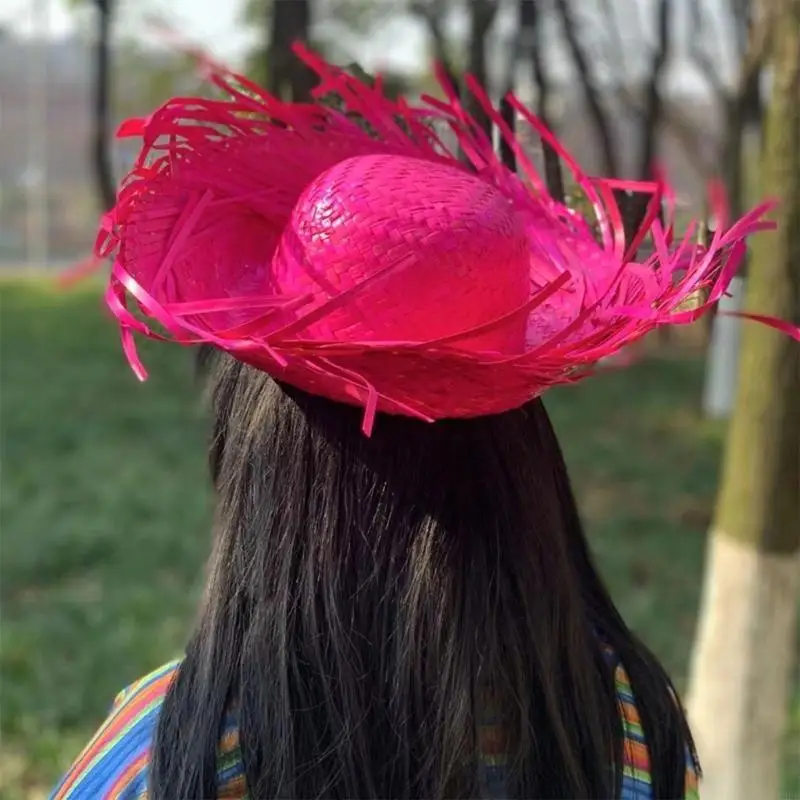 Chapeau paille Mexicanos tendance avec bord déchiré, pour les festivals Fiesta espagnole