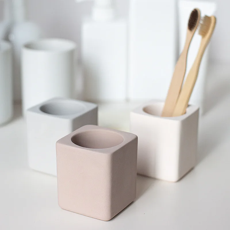 Large Diatomaceous Earth Toothbrush Holder, Quick Drying Odor Absorbent Toothbrush Cup Stand, Household Bathroom Counter Accesso
