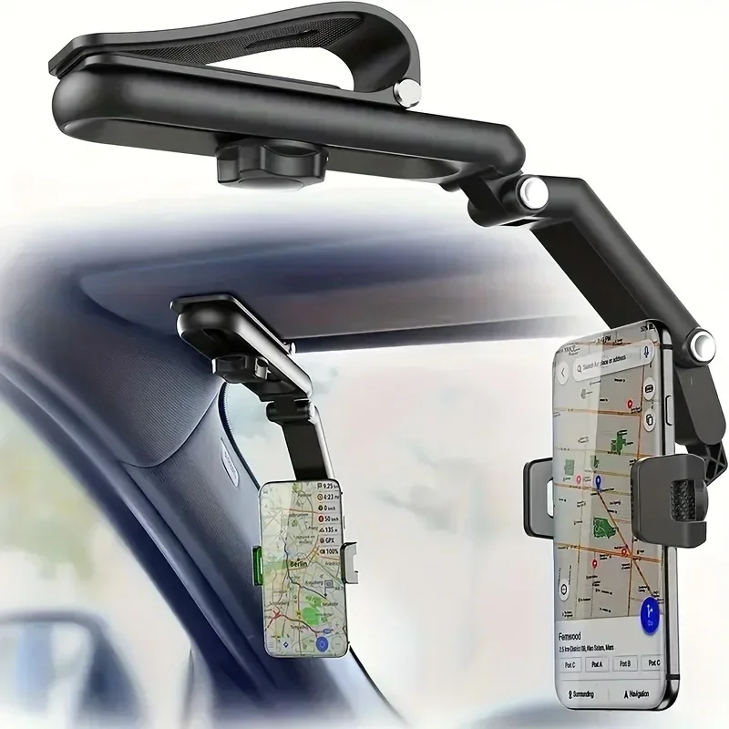

Car Phone Holder, Multifunctional 360 Degree Rotating Rearview Mirror, Seat Clip Holder, 4.0-6.1 Inch Mobile GPS Holder