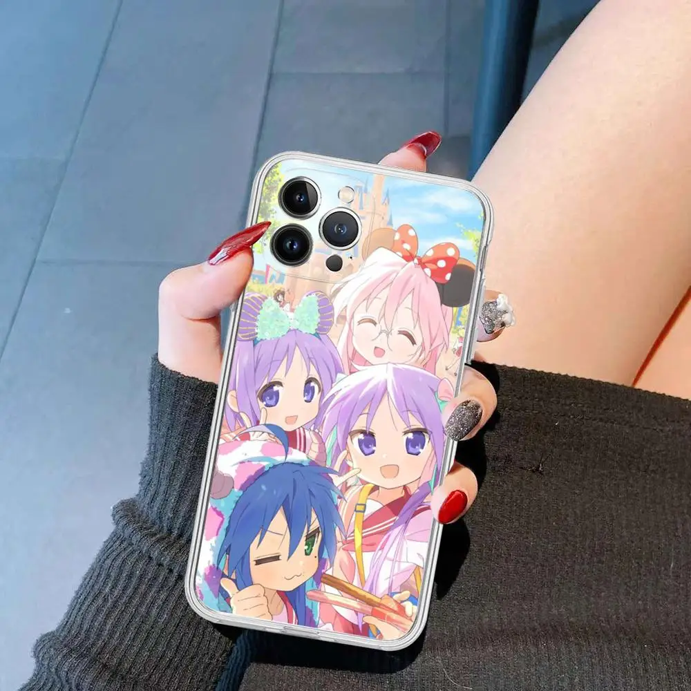 Anime Mädchen Lucky Star Handyhülle Silikon weich für iPhone 15 14 13 12 11 Pro Mini XS MAX 8 7 6 Plus X XS XR Cover