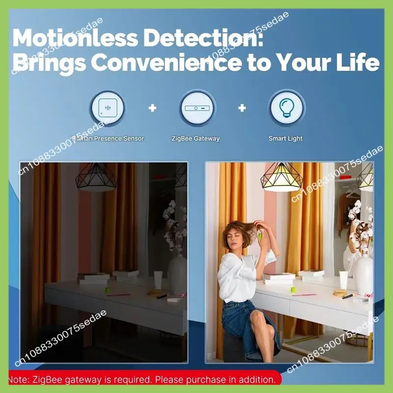 

Y19A Wifi Smart Human Presence Sensor Motion Motionless Detection Light Luminance Sensor Wired, App Notification