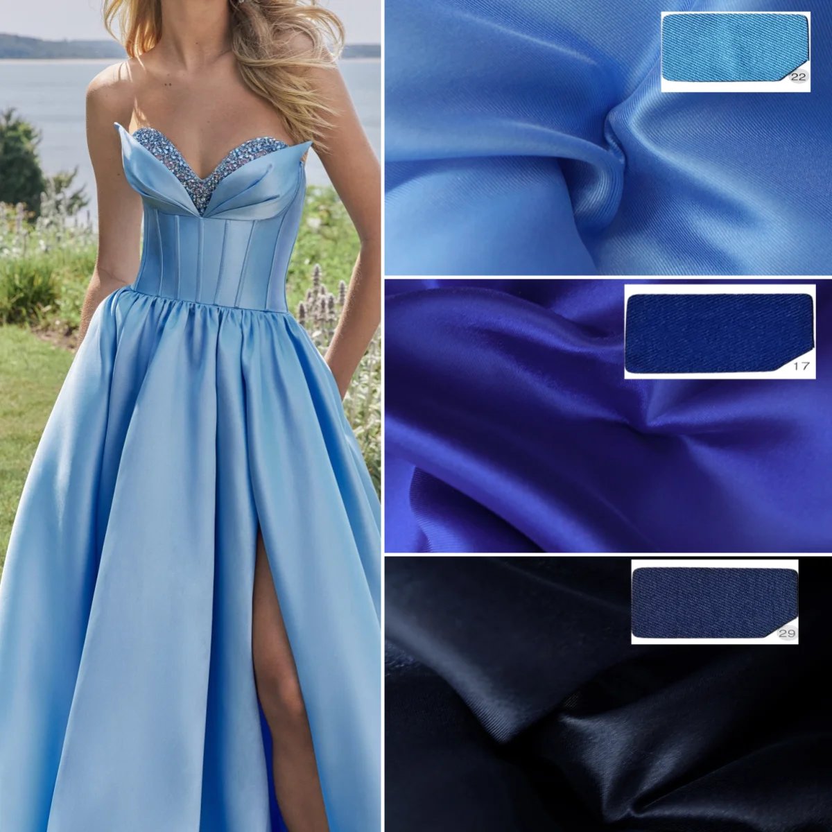 

High end wedding satin Mikado hard stiff fabric sewing wedding dress evening gown high-end solid color twill satin fabric