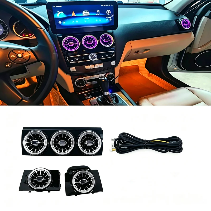 Car Dashboard Turbine Air Vent Replacement, Compatible for Mercedes-Benz C-Class W204 2008-2010
