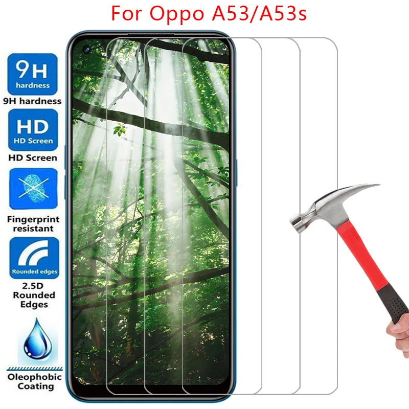 Película protetora de tela para Oppo A53 A53s, vidro temperado protetor para Oppo A53 A53s 53s 53a AS53 4G, película de vidro 9H