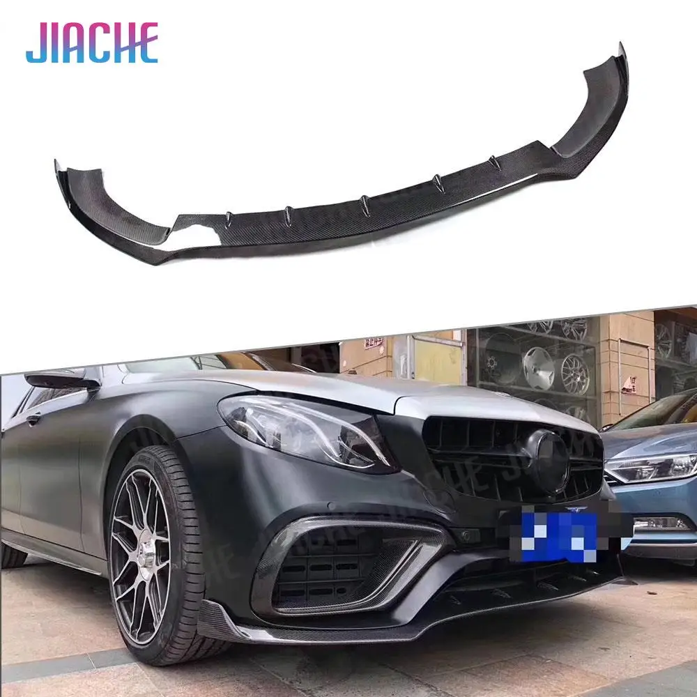 

For B Style E Class Carbon Fiber Front Bumper Lip Spoiler Splitters For Mercedes Benz W213 E63 AMG 2017-2019 Body Kit Tuning