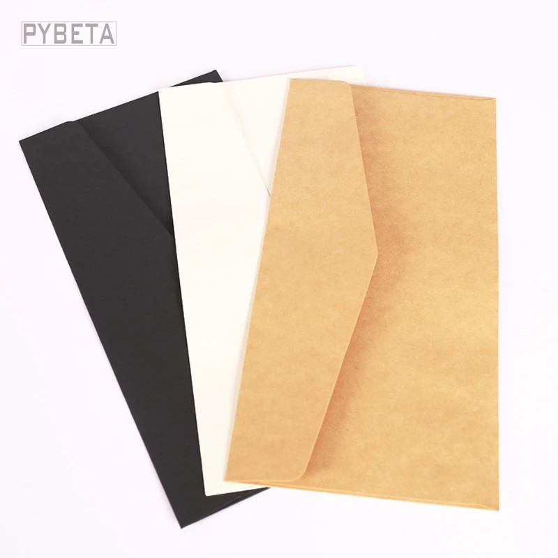 50pcs-  22*11cm 120gsm Kraft Paper Letters Envelope Wedding Business Invitation---kraft white black beige color