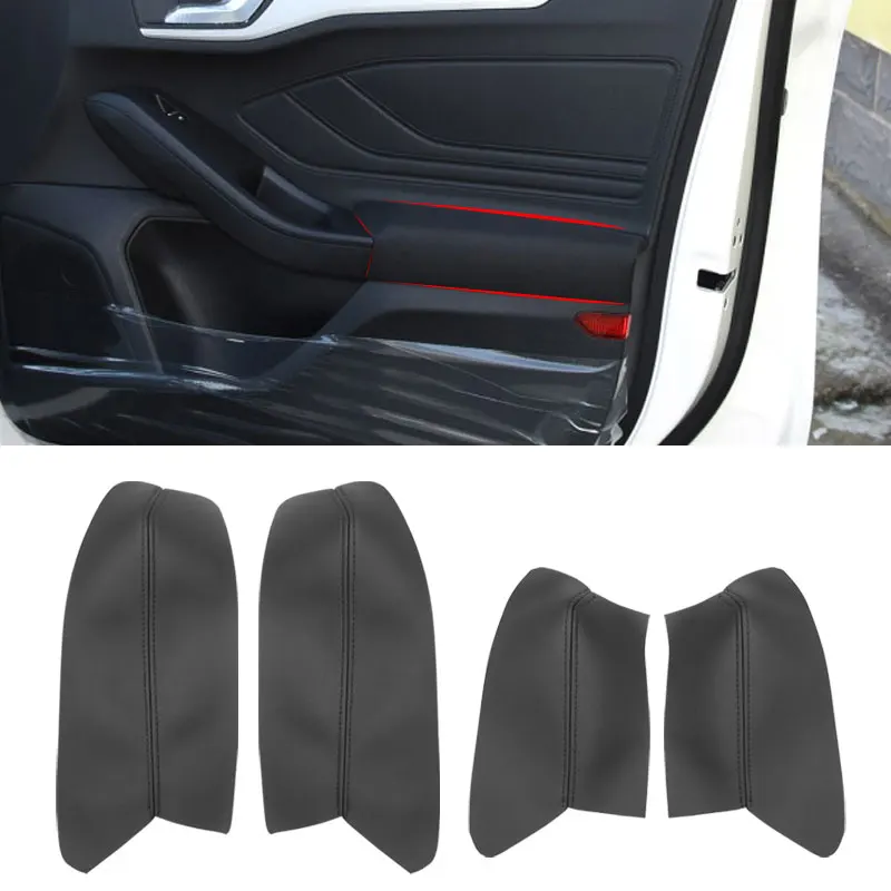 4Pcs Microfiber Leather Interior Door Handle Armrest Cover Trim Protector Accessories Fits Ford Focus 2019