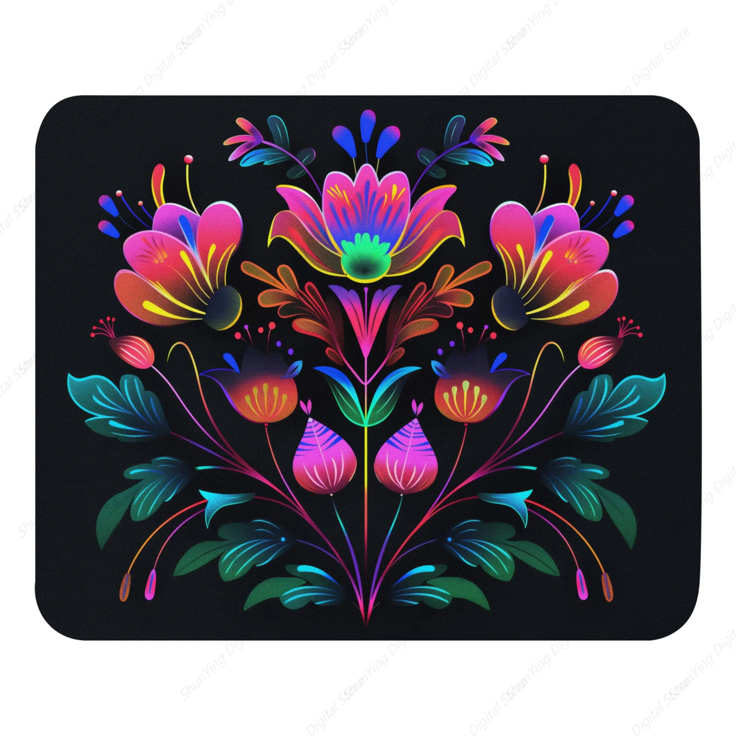 

Colorful Neon Flower Mouse Pad Style Anti Slip Rubber Suitable For Gaming Office Laptop Lock Edge Mouse Pad 18*22cm