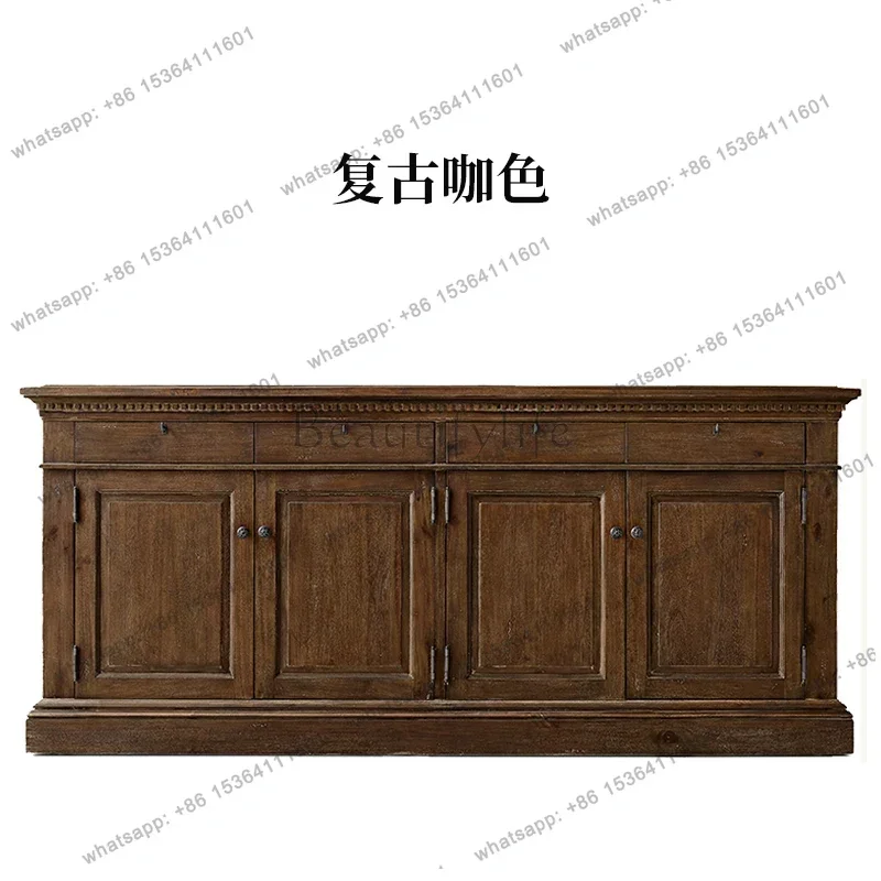 

American side cabinet, solid wood tea entrance cabinet, retro and simple wall storage cabinet