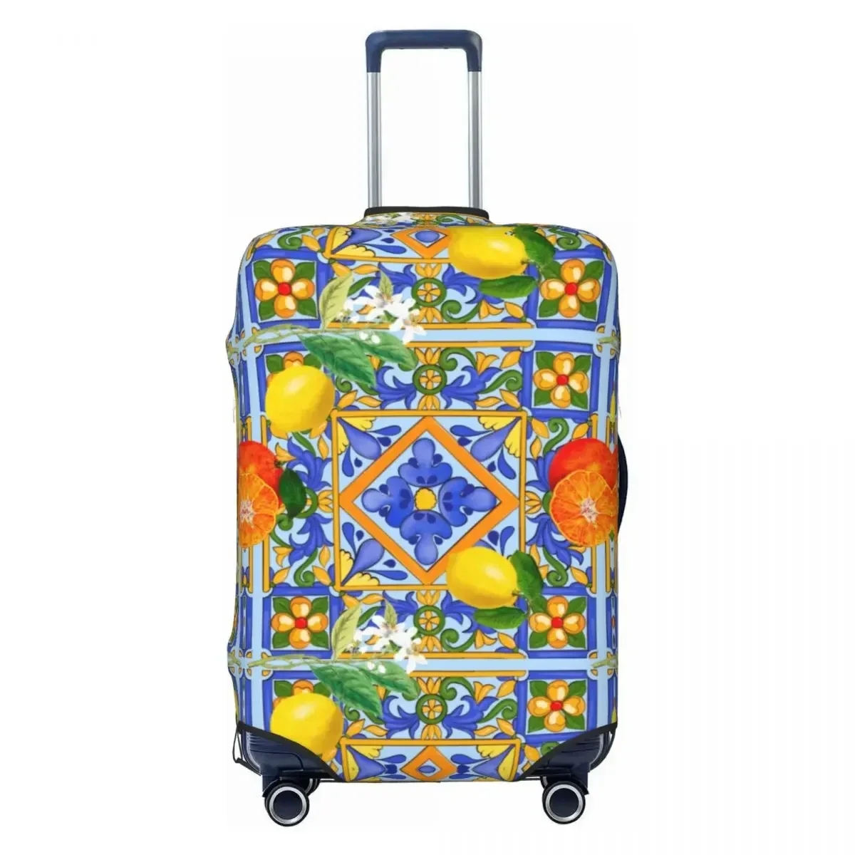 Juste de valise en carreaux siciliens personnalisés, housses de bagages lavables, protecteur pour fruits d'été, oranges, citrons, 18-32 pouces