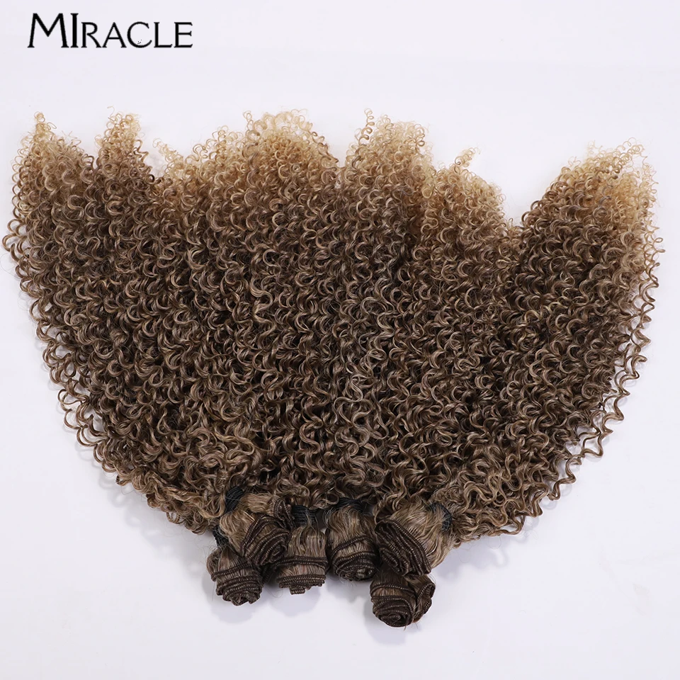 MIRACLE Synthetic Bundles Curly Extersions For Woman Fiber 6PCS/set 22'' 24'' 26'' Extersions Omber Braidings Brown Hairpiece