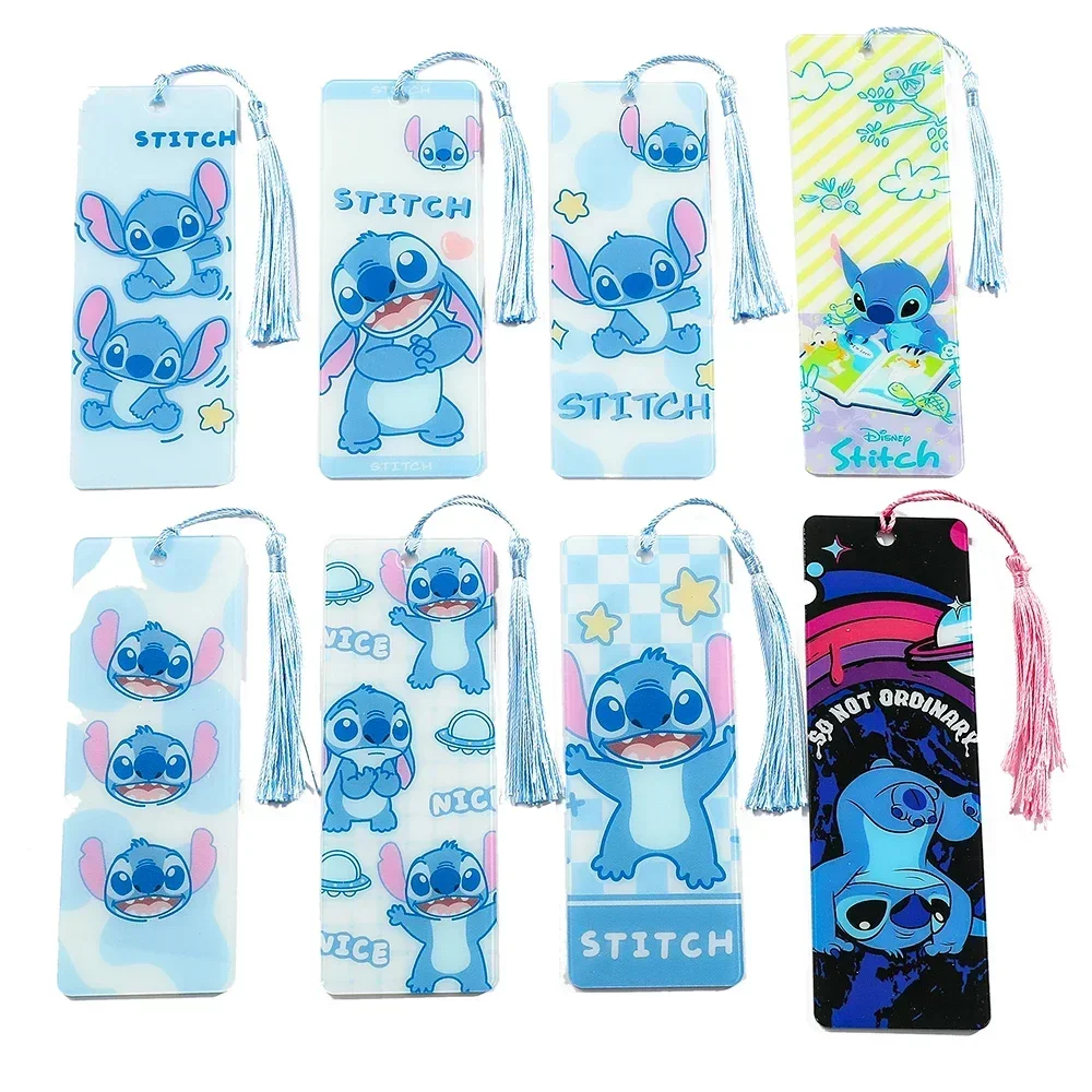 New Exquisite Lilo and Stitch Blue Bookmark Lilo and Stitch Acrylic Tassel Bookmark Cute Student Gift Gifts for Women Men